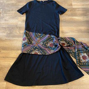 ZARA Dress w/Jewel Print Side Sash S NWT